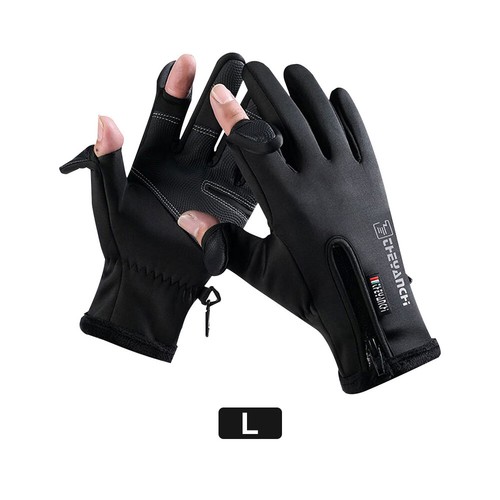 2 Slits Full Finger Fishing Gloves Winter Waterproof Fleece Lined Thermal Gloves - Picture 13 of 15