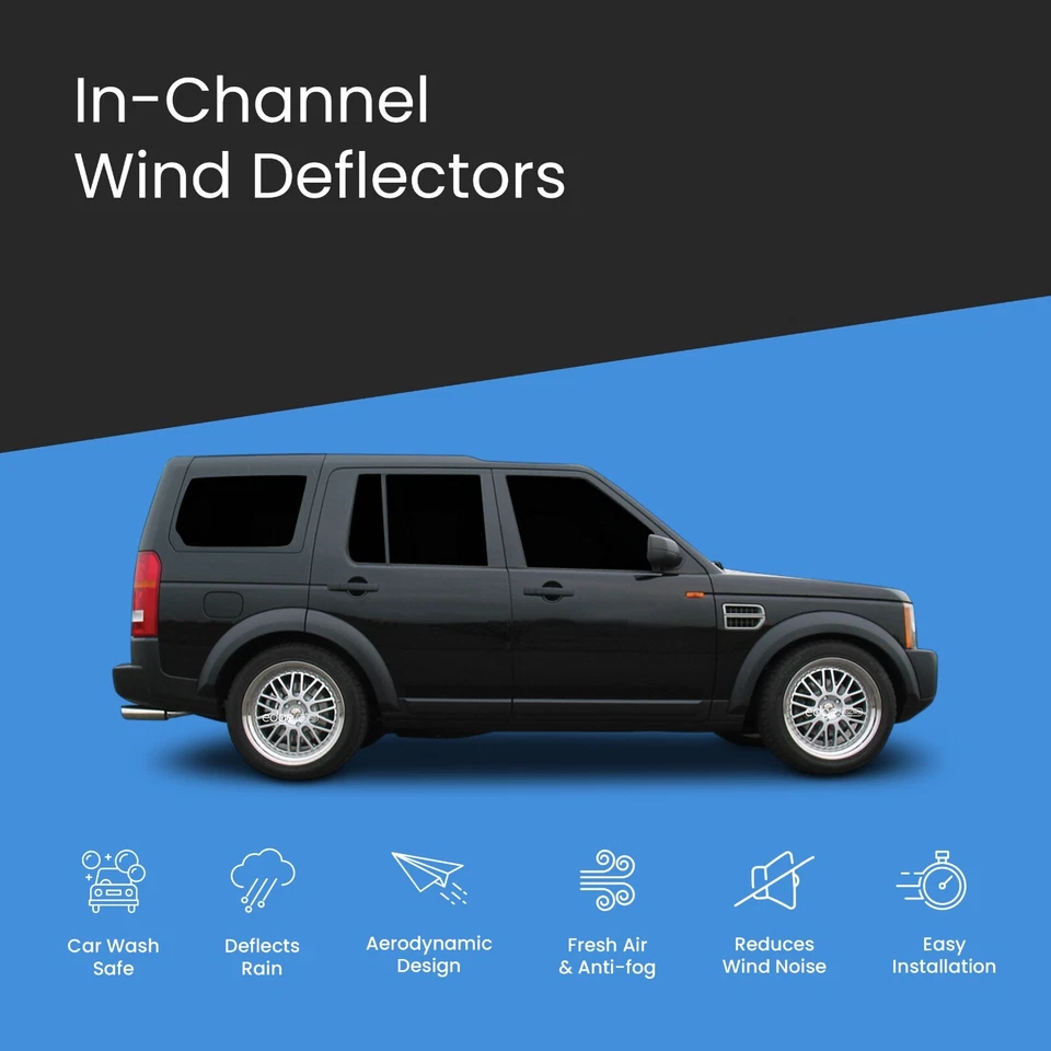 Land Rover Discovery MK3 2004-2009 5 Door SUV Wind Deflectors 4pc Tinted - Image 3 of 4