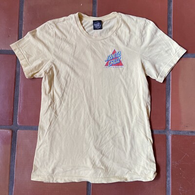 Vintage SANTA CRUZ SKATEBOARDS Mens MEDIUM Pale Yellow T