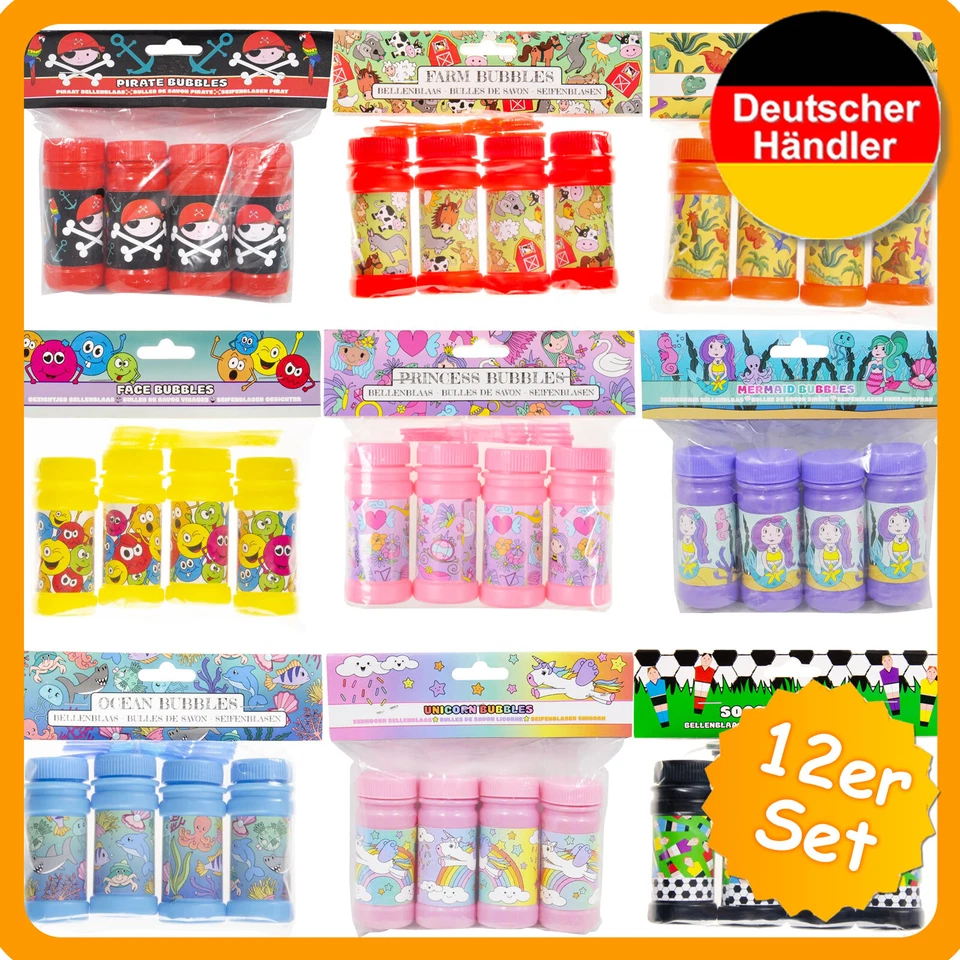Seifenblasen Bubbles Kinder 12x Mitgebsel Geschenke Kindergeburtstag Geburtstag