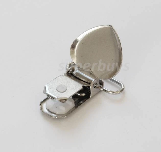 5 20 50 Lead Free Heart Shaped Suspender Bib Pacifier Dummy Clip Buckle Teething - image 3 of 3
