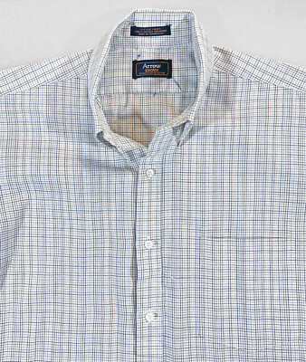 Vintage Arrow Brigade Poly Cotton Tattersal Check Taiwan Made Shirt Men's Small