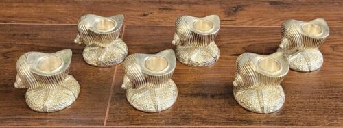 Set 6 portacandele Towle placcato argento conchiglia mare sabbia dollaro spiaggia matrimonio