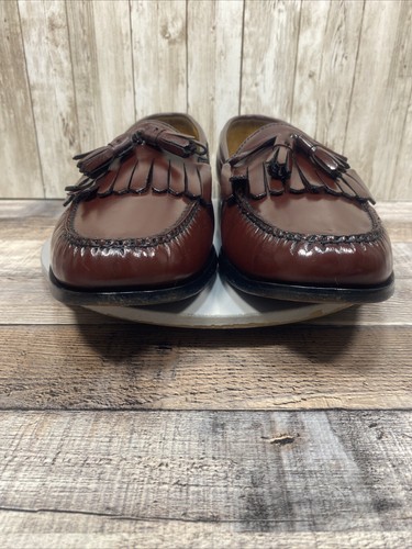 Cole Haan Mens Dress Shoes Burgundy Leather Loafers Tassel Size 10.5 3E - Picture 5 of 16