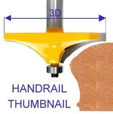 1 pc 1/2" SH 3" Cutting Diameter Handrail, Thumbnail Table Edge B Router Bit 