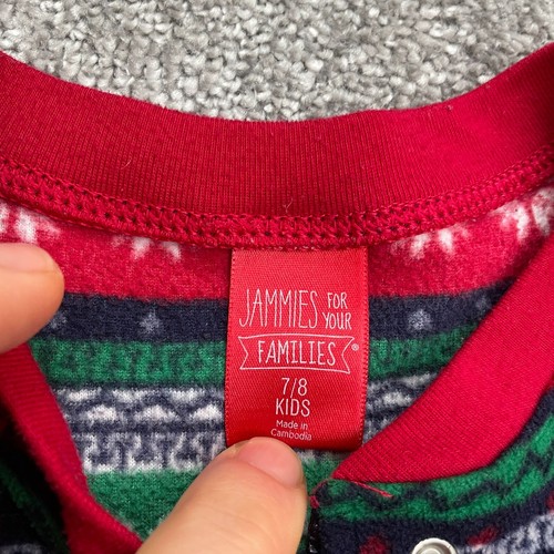 Jammies For Your Families Christmas Pajama One Piece Boys 7/8 Multicolor Holiday - Picture 6 of 11