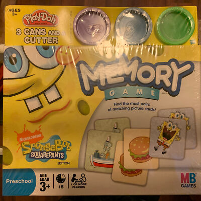 New sponge Bob Squarepants  Memory Game Milton Bradley With Play-Doh Bonus Pack