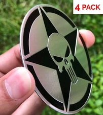  (4 PACK) METAL PUNISHER Emblem Sticker Decal For Truck, Bike, Auto 3" diameter