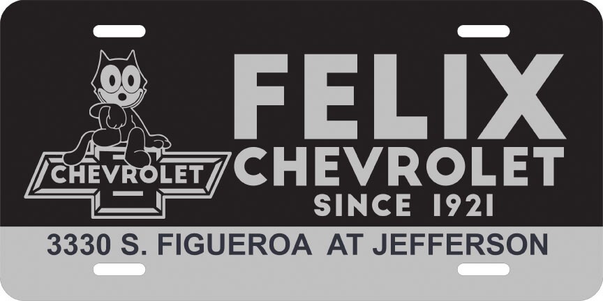 Felix The Cat License Aluminum Plate Insert Lowrider Chevy Truck