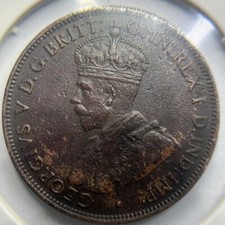 1930 Half Penny Coin - Extremely Fine Verdigris - George V Predecimal Australia