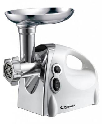 Topmatic MG-1200.3 Weiss elektrischer Fleischwolf 1200W Edelstahl Rückwärtslauf