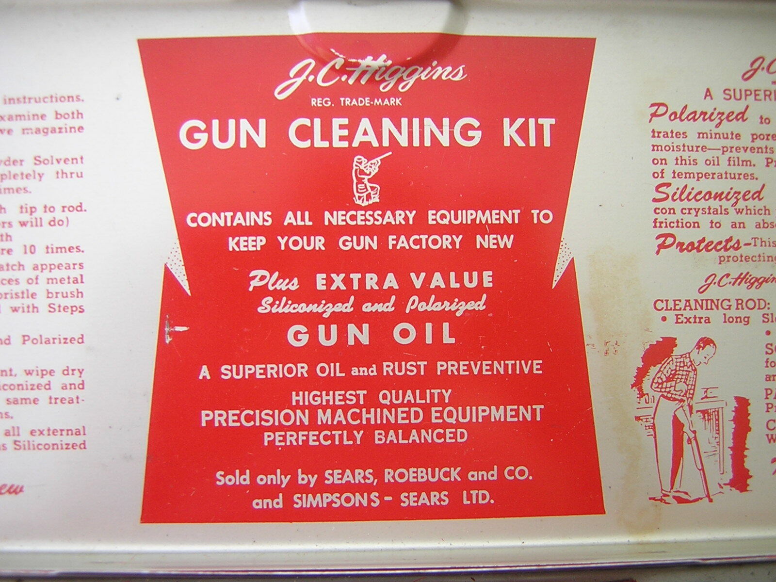 J C HIGGINS GUN CLEANING KIT HUNTING COLLECTIBLES SPORTS SOLD BY SEARS