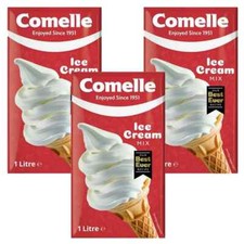 Comelle Ice Cream Mix  Vanilla 1L Skimmed UHT Long Life Milk Sundea x 3