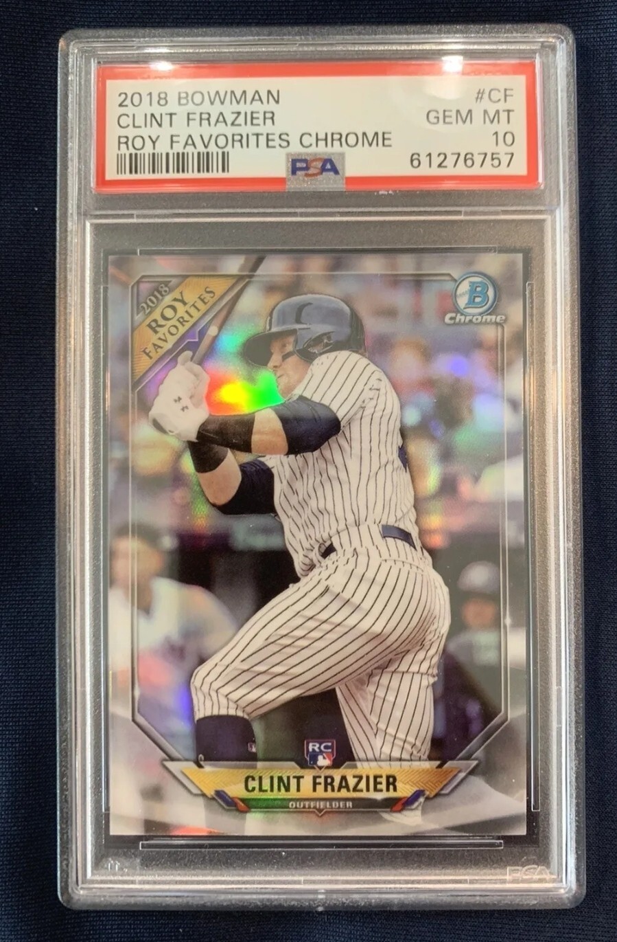  PSA 10 2018 BOWMAN CHROME ROOKIE OF THE YEAR FAVORITES CLINT FRAZIER RC YANKEES