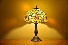 Retro Stained Glass Sunflower Tiffany Style Table Lamp Accent Lamp H18"