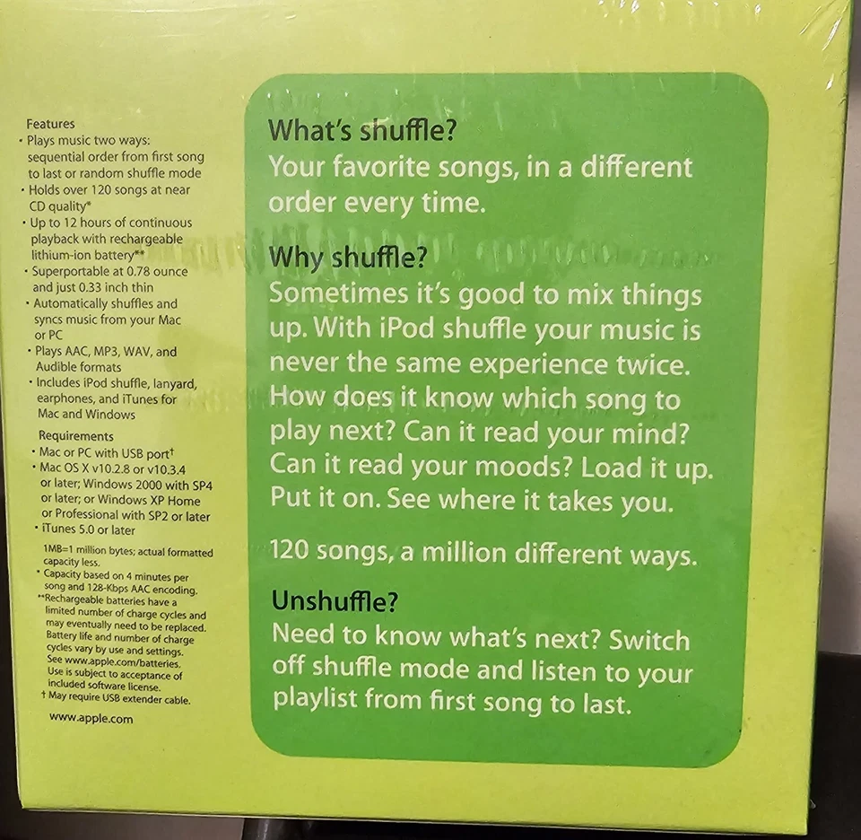 New Sealed Apple iPod shuffle 1st Generation White (512MB) MA133LL/A Vintage - Image 3 of 4