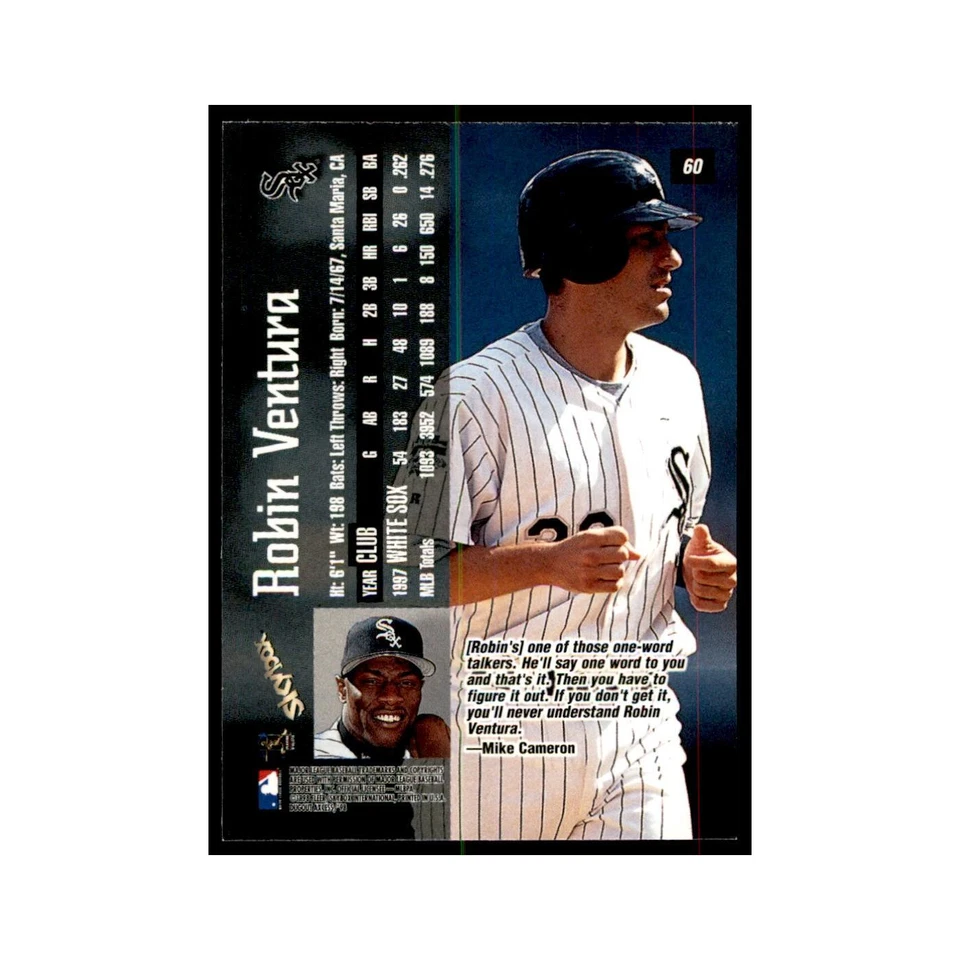 1998 SkyBox Dugout Axcess Robin Ventura Baseball Cards #60 - Image 2 of 3