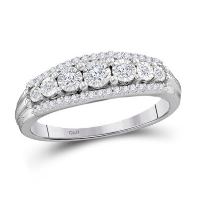 0.25ctw Diamond Illusion Wedding Band Womens 10K White Gold