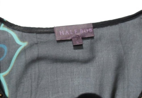HALE BOB US Damen große schwarze 100 % Seide Chiffon Bluse Shirt Top Perlen Boho - Bild 5 von 6