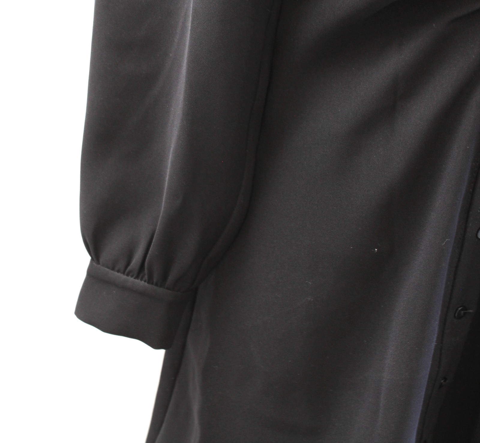 Zara Solid Black Button Front Ruched Flared A Lin… - image 7