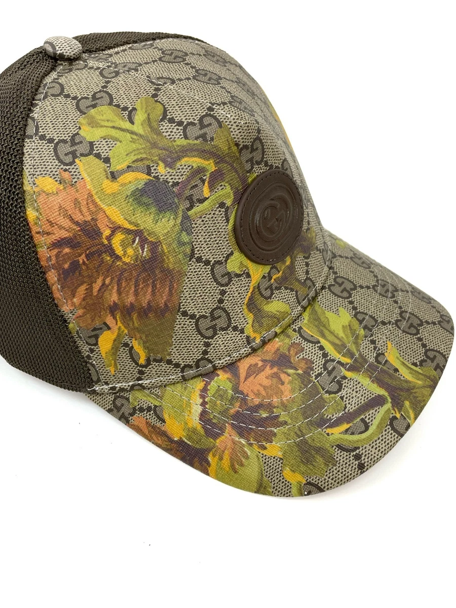Gucci Monogram GG Floral Camouflage Print Baseball Trucker Cap Hat