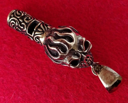 Vintage Skull Whistle Pendant Necklace Collectable Brass Unisex Gift Early 2000s - Picture 3 of 4