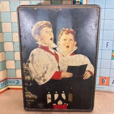 Vintage Edward Sharp & Sons Biscuit Tin w Choir Boys, Litho Lid, England