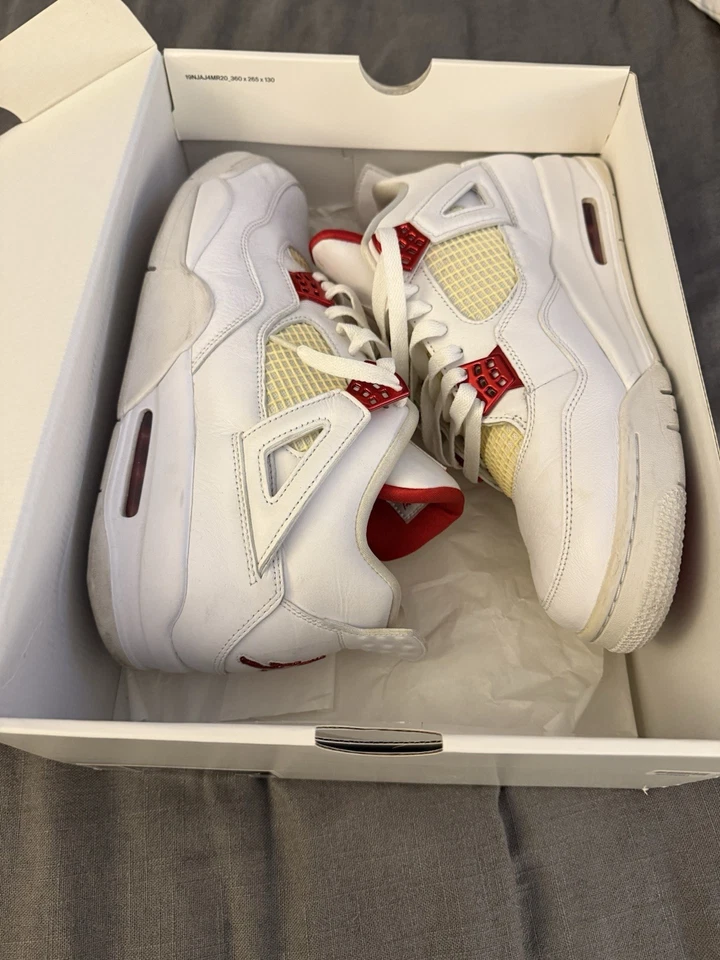 100% Authentic Metallic Red Jordan 4s Size 12.5 Men’s Pre Owned With Box - Image 2 of 4