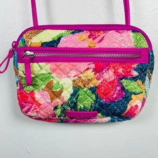 VERA BRADLEY Superbloom Iconic RFID blocking Crossbody  Bag Pink Floral Quilt