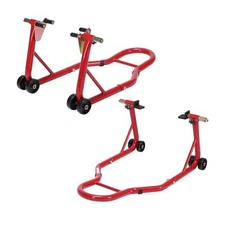 Universal Motorcycle Front and Rear Combo Wheel Lift Paddock Stand with 4 Red