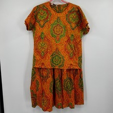 Escada Margaretha Ley Vintage Cotton 2 Piece Set Paisley Medallion 42/38 Boho 80