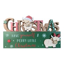 Highland Cow Plaque Wooden Have Yourself A Merry Little Christmas Gift