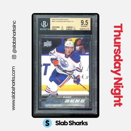2015 UPPER DECK #201 CONNOR MCDAVID YOUNG GUNS RC ROOKIE BGS 9.5