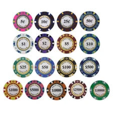300 Monte Carlo Club Poker Chips - 14 gram - Pick Your Denominations