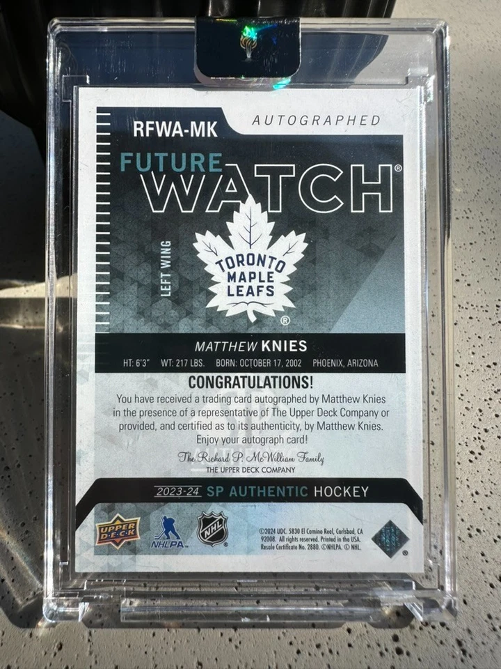 2023-24 SP Authentic '13-14 Retro Future Watch Autographs Matthew Knies /199 - Image 2 of 2