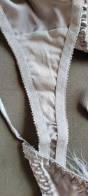NWT Vintage Silver Tie String Bikini with Fur Tassels Size 7
