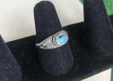 Turquoise Ring 925 Sterling Silver Band Statement Handmade Ring size 7