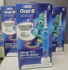 3 PACK of Oral-B Battery Powered Kids Rechargeable Electric Toothbrush COLOR