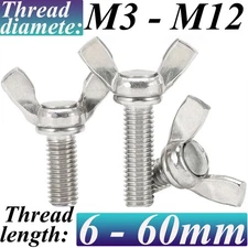 304/316/201/White Zinc M3 M4 - M12 Butterfly Wing Screws Thumb Screw Wing Bolt