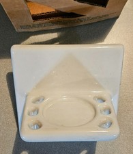 Vintage Lenape Bone Porcelain Soap Dish Toothbrush Holder Made in America New
