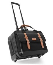 Rolling Laptop Bag, Briefcase for Men and Women, 17 Inch Computer Bag Brown