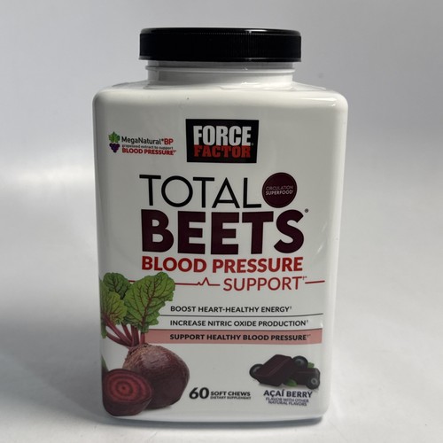 NEW Force Factor Total Beets Blood Pressure Support 60 Acai Berry Chew 11/2026