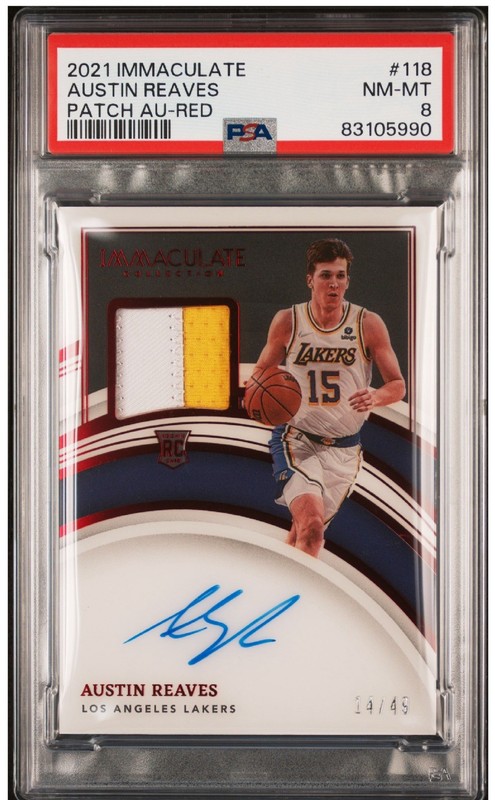 2021-22 Panini Immaculate Austin Reaves #118 Rookie RC Patch Auto RPA /49