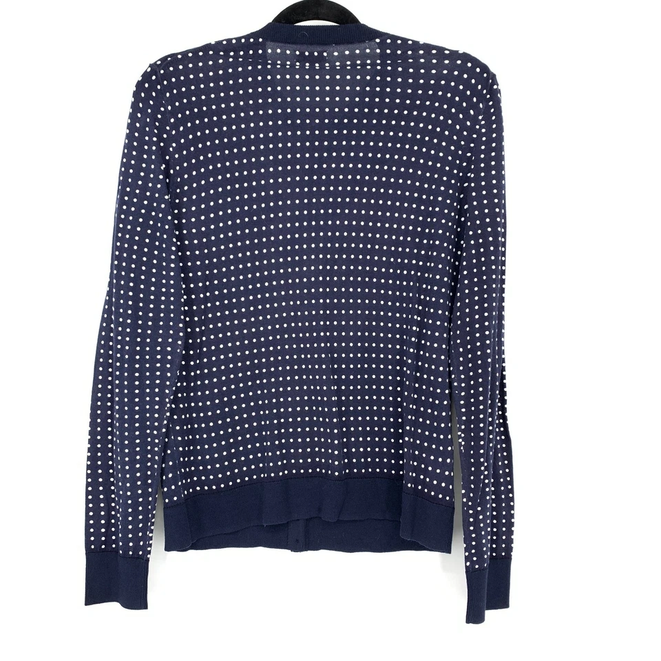 J. Crew Factory The Caryn Cardigan Womens Size Medium Navy Blue White Polka Dot - Image 2 of 4
