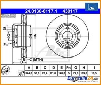 2 St. Bremsscheibe Ate 24.0130-0117.1 FüR Bmw 7Er
