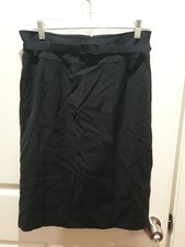 Talbots Women's Straight Pencil Skirt Size 8 Navy Blue Belted Back Slit Classic