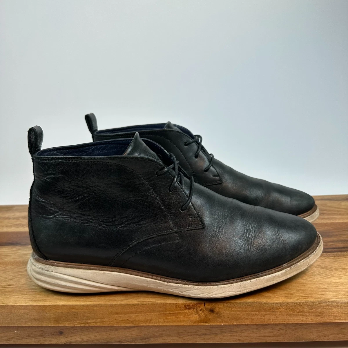 Cole Haan Grand OS Chukka Leather Boots Black Light Ankle Casula Dress Mens 10.5 Cole Haan Grand OS Mid Leather Chukka Black Dress Shoes Mens  main image 4
