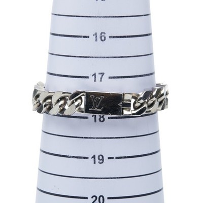 Louis Vuitton LV Signature Chain Bracelet M62486 Silver Metal Men