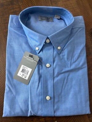New Men's ASHWORTH GOLF Long Sleeve Button Down Dress Shirt, Blue, X-LARGE