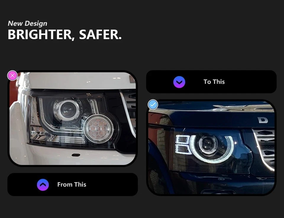 For Land Rover Discovery LR4 2010-2016 Pair LED Front Headlight Assembly Foto 3 de 4